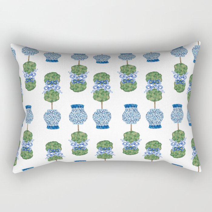 Chinoiserie Ginger Jar Jars Topiary Pattern Rectangular Pillow Gallery Image 2