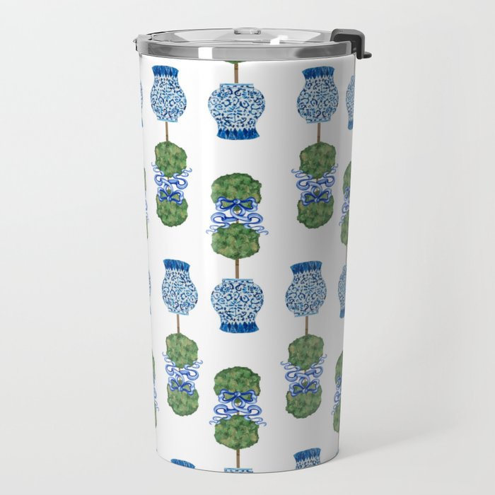 Chinoiserie Ginger Jar Jars Topiary Pattern Travel Mug Gallery Image 2