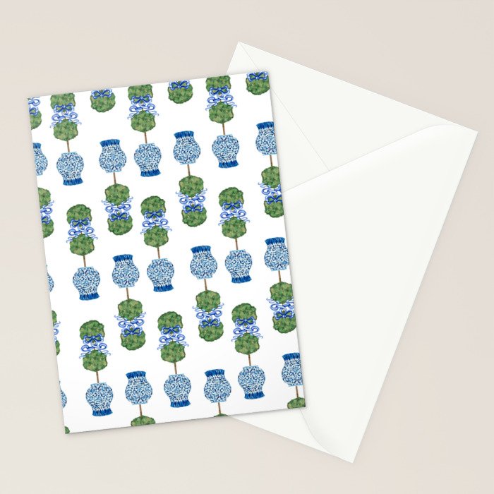 Chinoiserie Ginger Jar Jars Topiary Pattern Stationery Card Gallery Image 2