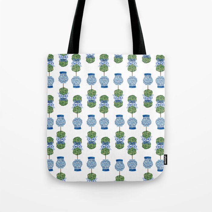 Chinoiserie Ginger Jar Jars Topiary Pattern Tote Bag Gallery Image 1