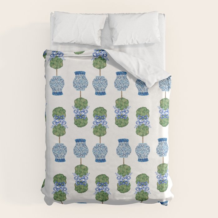 Chinoiserie Ginger Jar Jars Topiary Pattern Duvet Cover Gallery Image 1