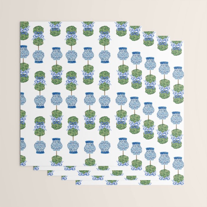 Chinoiserie Ginger Jar Jars Topiary Pattern Wrapping Paper Gallery Image 3