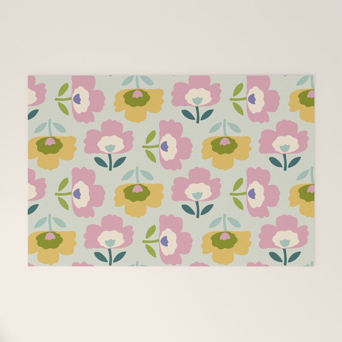 Scandinavian Floral  Welcome Mat Gallery Image 1