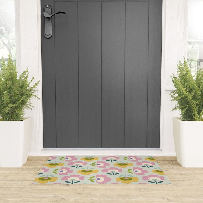 Scandinavian Floral  Welcome Mat Gallery Image 3