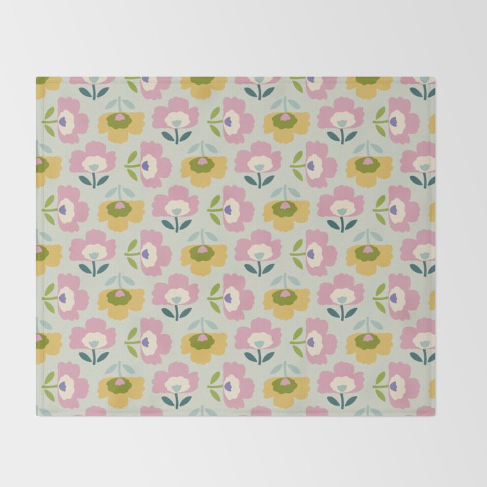 Scandinavian Floral  Throw Blanket Gallery Image 2
