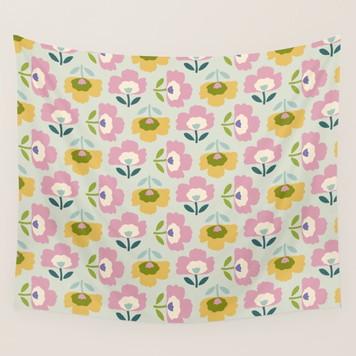 Scandinavian Floral  Wall Tapestry Gallery Image 1