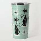 Mid Century Meow Retro Atomic Cats Mint Travel Mug Gallery Image 1