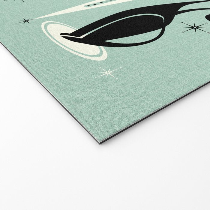Mid Century Meow Retro Atomic Cats Mint Welcome Mat Gallery Image 2