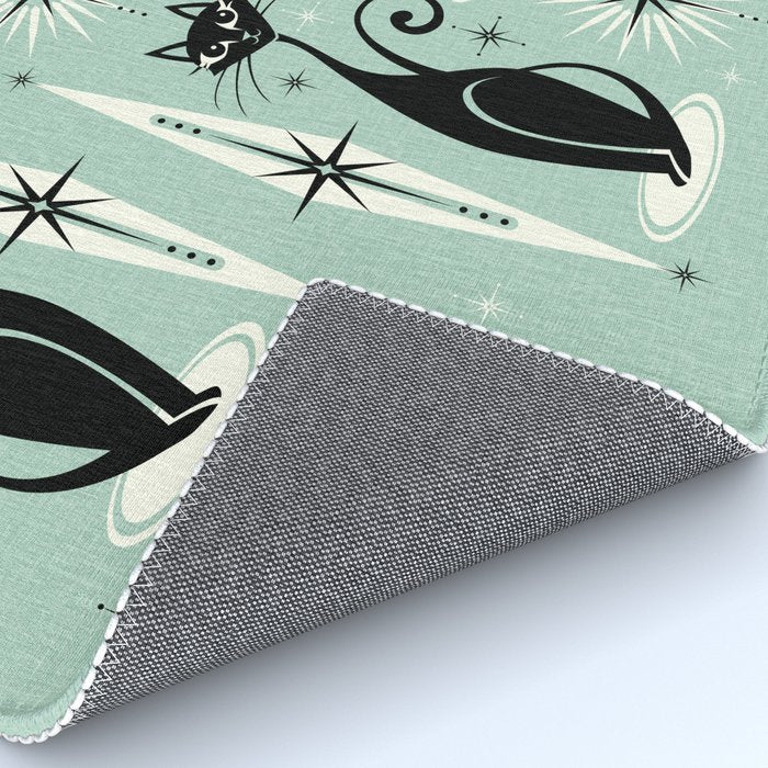 Mid Century Meow Retro Atomic Cats Mint Rug Gallery Image 4