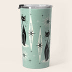 Mid Century Meow Retro Atomic Cats Mint Travel Mug Gallery Image 3