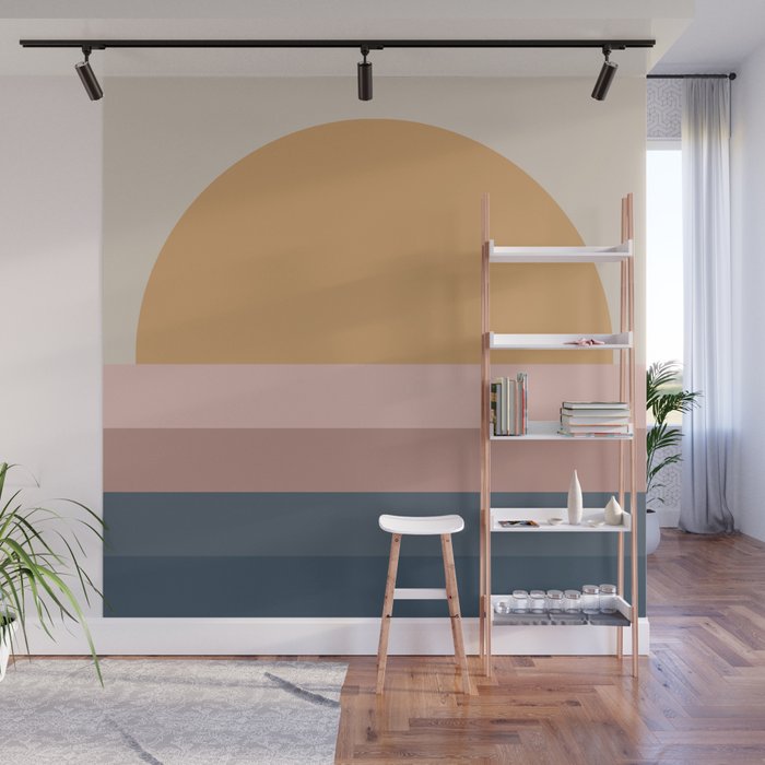 Minimal Retro Sunset - Earthy Neutral Wall Mural Gallery Image 1