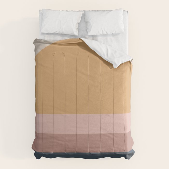 Minimal Retro Sunset - Earthy Neutral Comforter Gallery Image 6