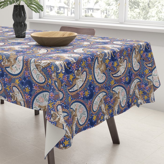 Leopard Cubs Starry Night Tablecloth Gallery Image 3