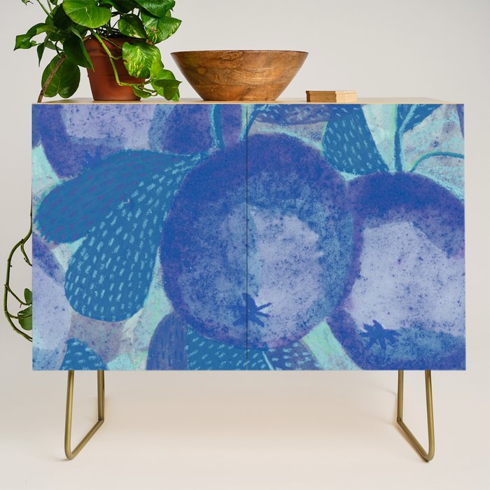 Fall Apple Orchard Painting in Cobalt Blue Credenza Gallery Image 1