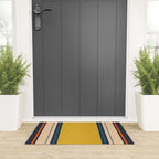 Wide and Thin Stripes Minimal Color Block Pattern Mustard Blue Orange Welcome Mat Gallery Image 3