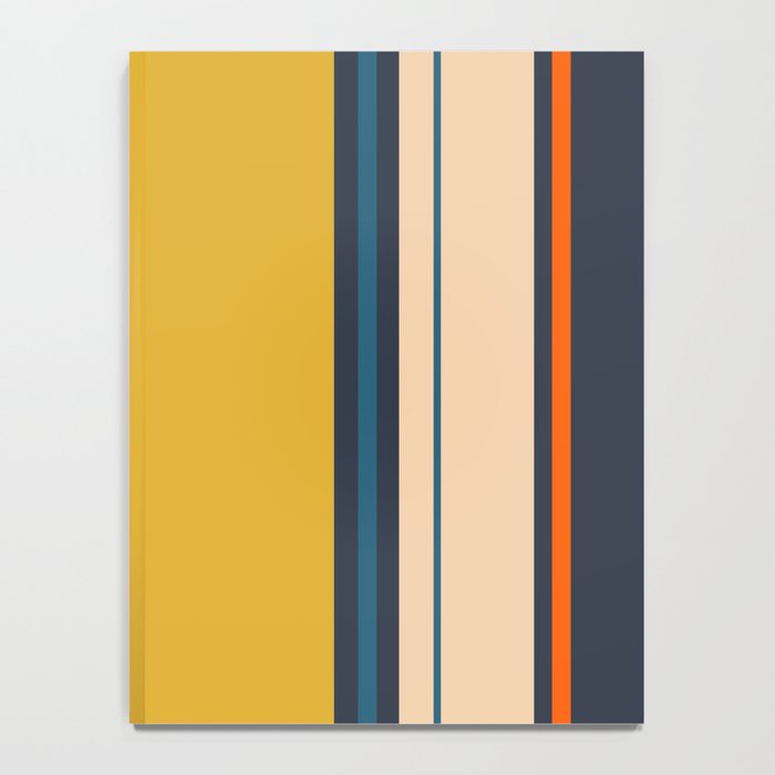 Wide and Thin Stripes Minimal Color Block Pattern Mustard Blue Orange Notebook Gallery Image 4