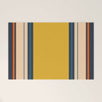 Wide and Thin Stripes Minimal Color Block Pattern Mustard Blue Orange Welcome Mat Gallery Image 1