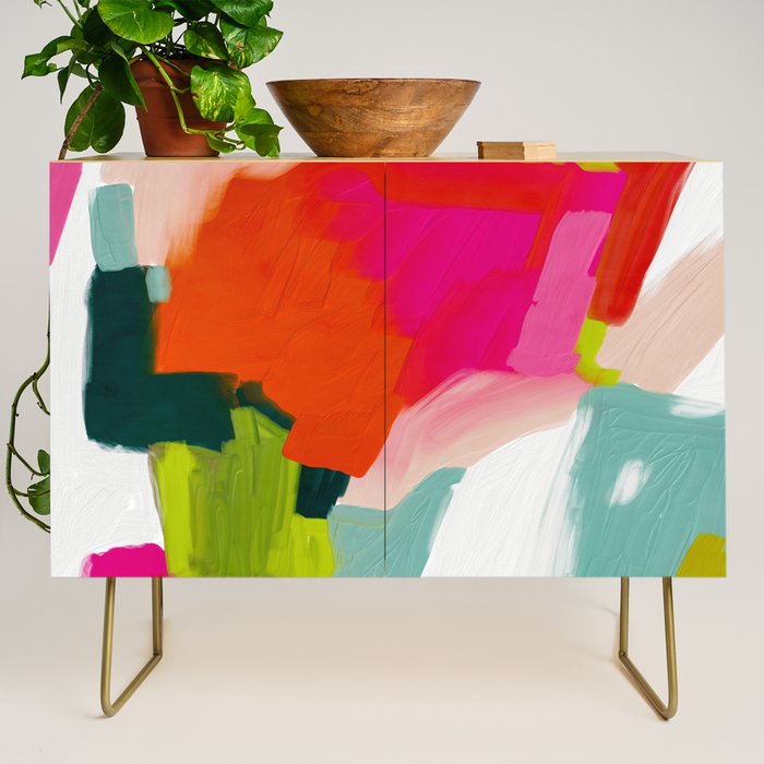 abstract pink art Credenza Gallery Image 1