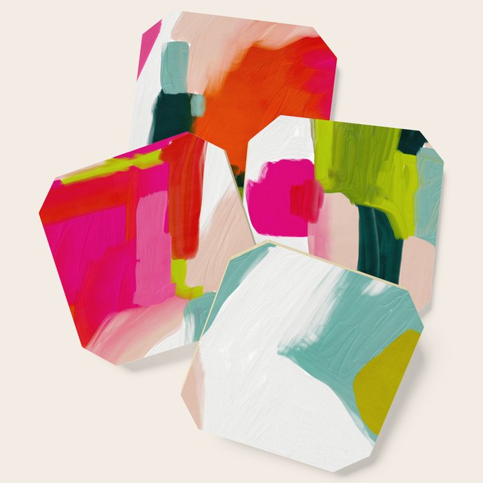abstract pink art Coaster Gallery Image 1