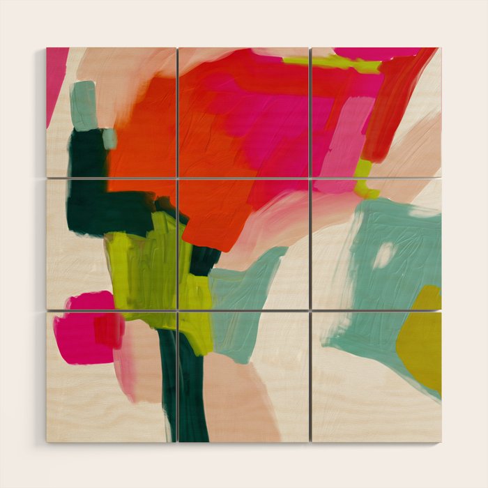 abstract pink art Wood Wall Art Gallery Image 1