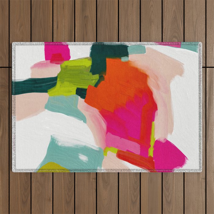 abstract pink art Outdoor Rug Gallery Image 1