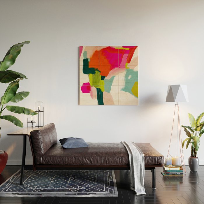 abstract pink art Wood Wall Art Gallery Image 2