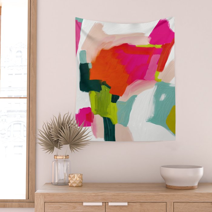 abstract pink art Wall Tapestry Gallery Image 2