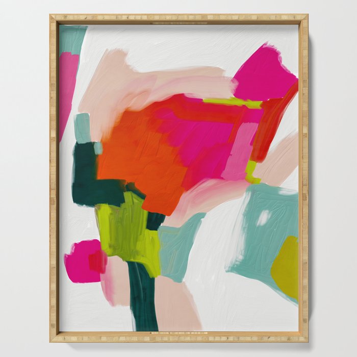 abstract pink art Serving Tray Gallery Image 1