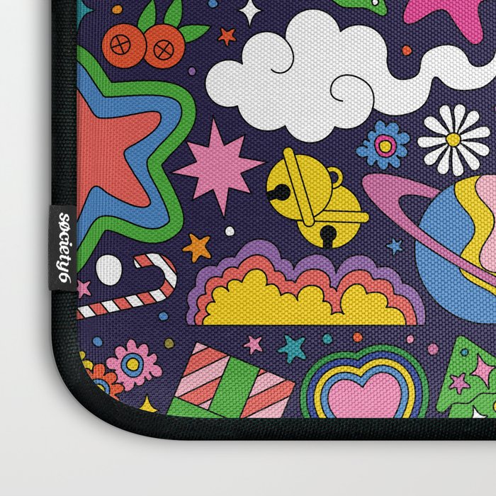 60s 70s psychedelic Modern Christmas Confetti Pattern Laptop Sleeve Gallery Image 3