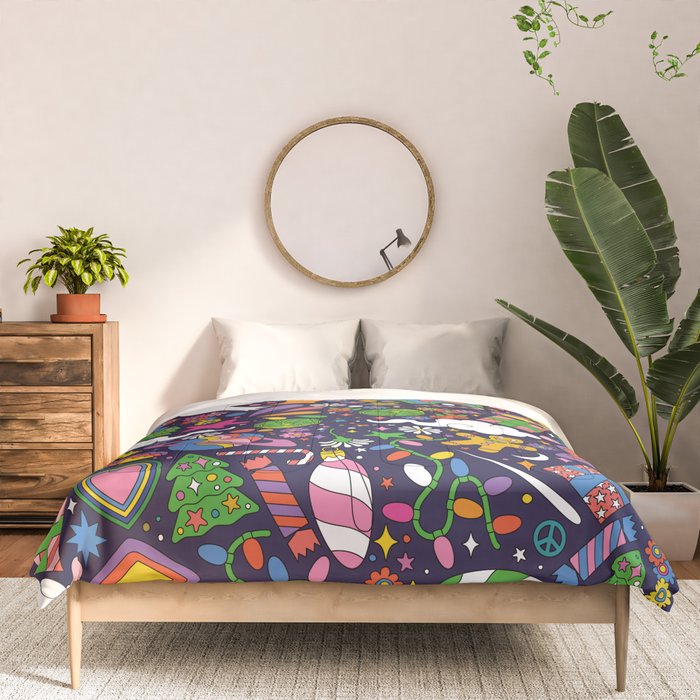 60s 70s psychedelic Modern Christmas Confetti Pattern Comforter Gallery Image 3