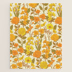 Yellow Vintage-Inspired 70s Floral Cottage Garden Jigsaw Puzzle Gallery Image 1