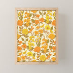 Yellow Vintage-Inspired 70s Floral Cottage Garden Mini Art Print Gallery Image 1