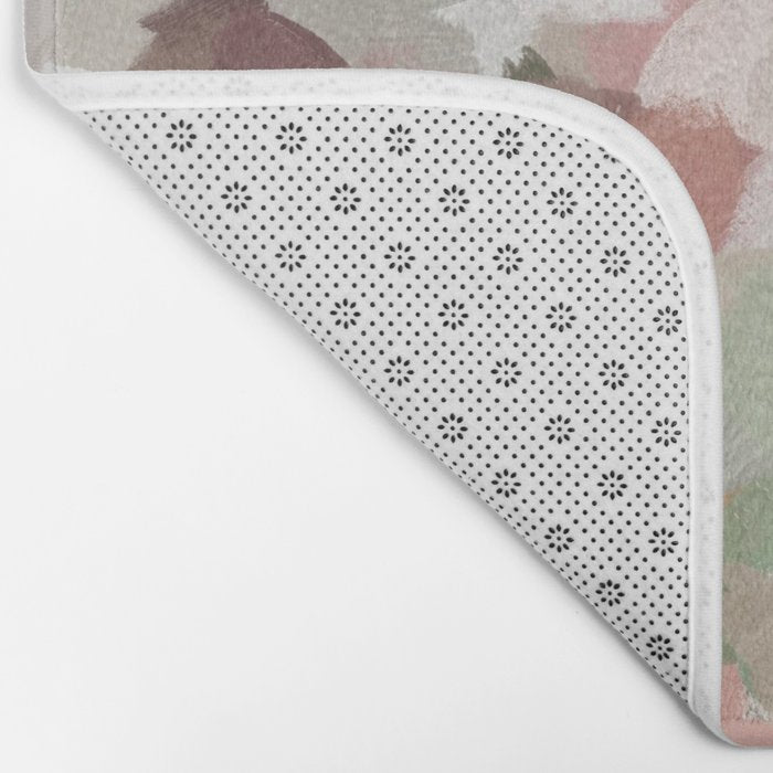 Spring Flurry - Sage Mint Green Fuchsia Blush Pink Abstract Flower Wall Art, Springtime Painting Bath Mat Gallery Image 2