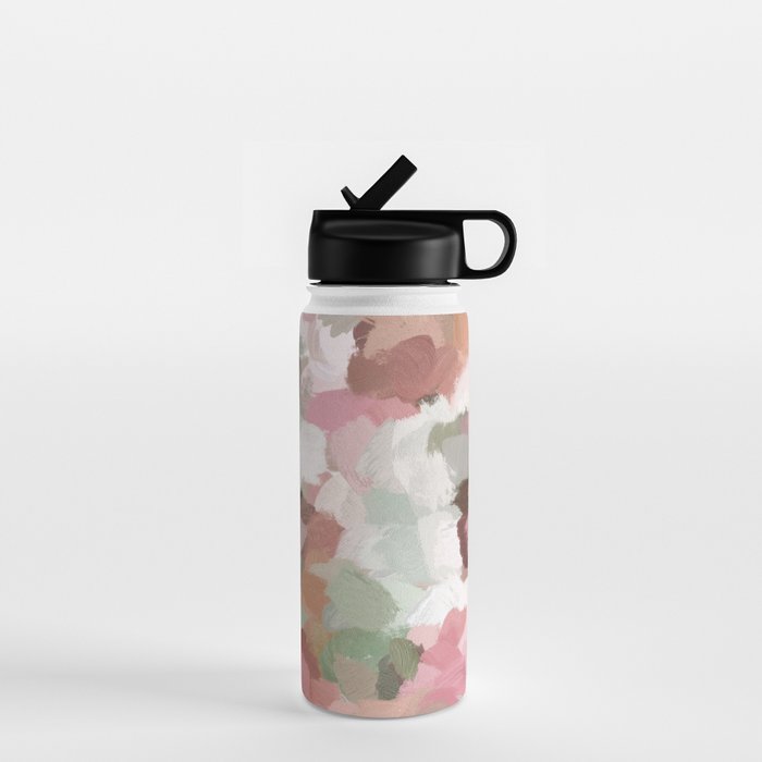 Spring Flurry - Sage Mint Green Fuchsia Blush Pink Abstract Flower Wall Art, Springtime Painting Water Bottle Gallery Image 1