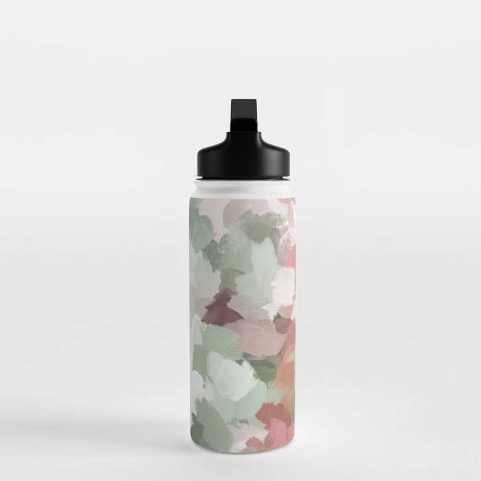 Spring Flurry - Sage Mint Green Fuchsia Blush Pink Abstract Flower Wall Art, Springtime Painting Water Bottle Gallery Image 3