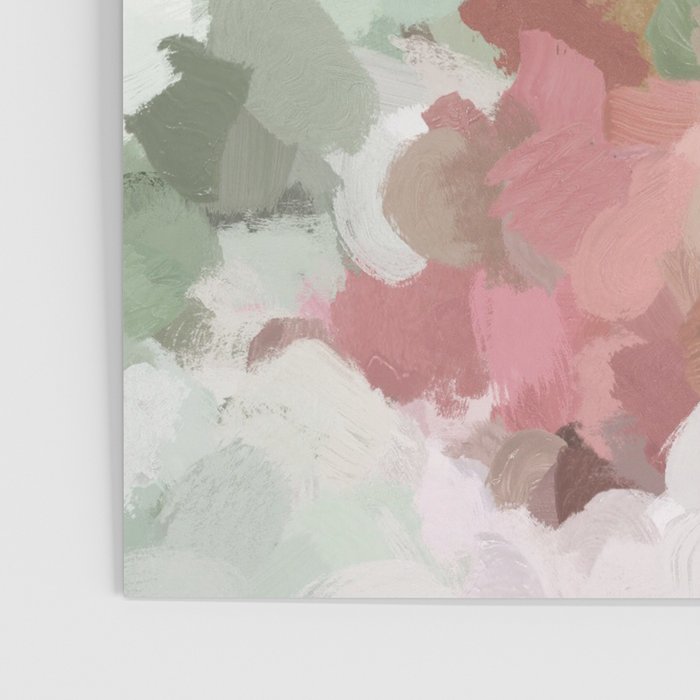 Spring Flurry - Sage Mint Green Fuchsia Blush Pink Abstract Flower Wall Art, Springtime Painting Poster Gallery Image 3