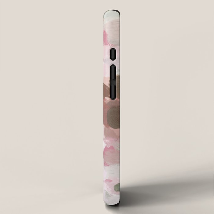 Spring Flurry - Sage Mint Green Fuchsia Blush Pink Abstract Flower Wall Art, Springtime Painting iPhone Case Gallery Image 2