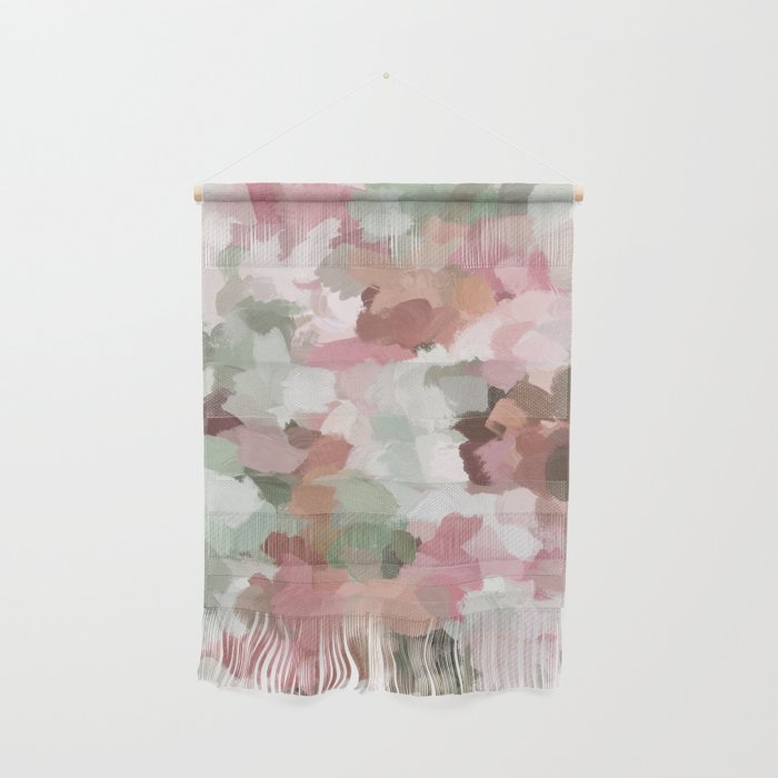 Spring Flurry - Sage Mint Green Fuchsia Blush Pink Abstract Flower Wall Art, Springtime Painting Wall Hanging Gallery Image 1