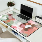 Spring Flurry - Sage Mint Green Fuchsia Blush Pink Abstract Flower Wall Art, Springtime Painting Desk Mat Gallery Image 2