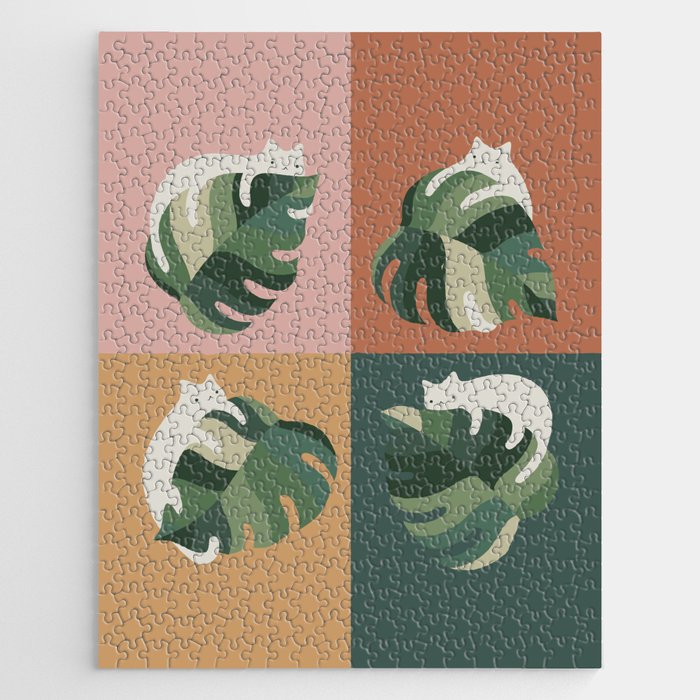 Cat and Leaf 2x2 Jigsaw Puzzle Gallery Image 1