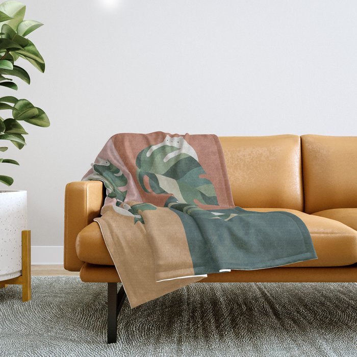 Cat and Leaf 2x2 Throw Blanket Gallery Image 1
