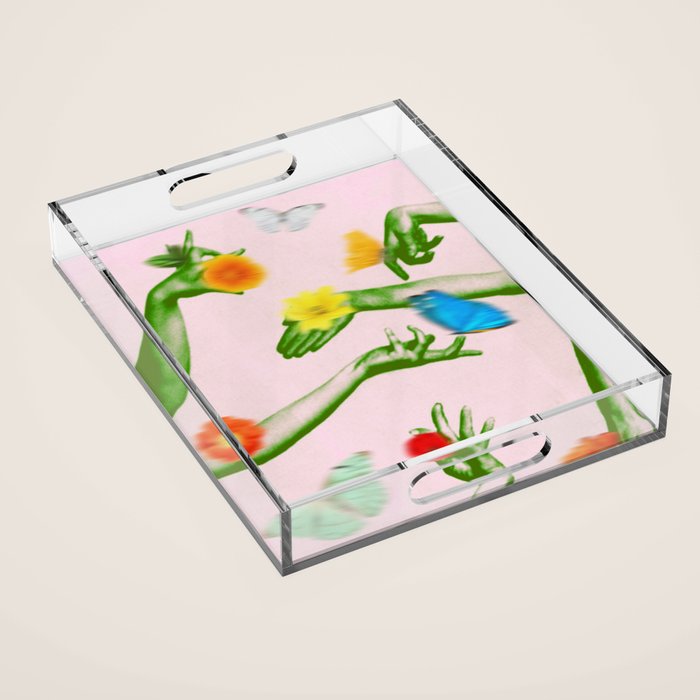 Jewels in Pink and Green Acrylic Tray Gallery Image 1