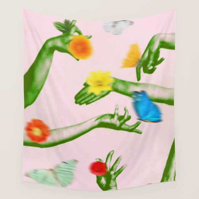Jewels in Pink and Green Wall Tapestry Gallery Image 1