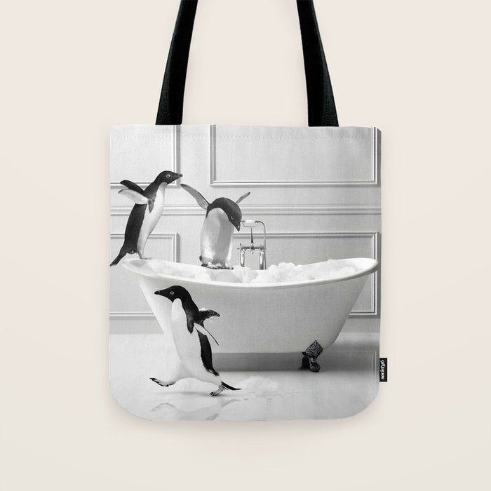 Penguin in Bathtub Tote Bag Gallery Image 1
