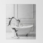 Penguin in Bathtub Throw Blanket Gallery Image 2