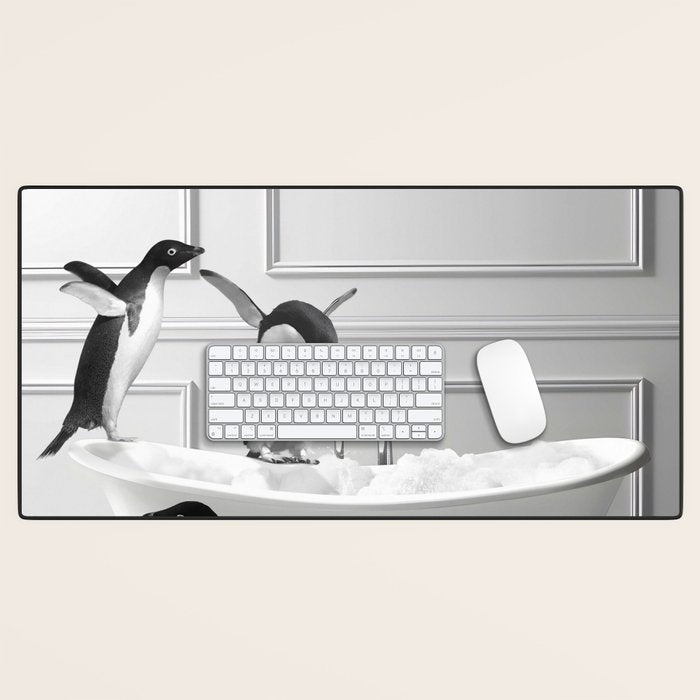 Penguin in Bathtub Desk Mat Gallery Image 1