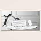 Penguin in Bathtub Desk Mat Gallery Image 1