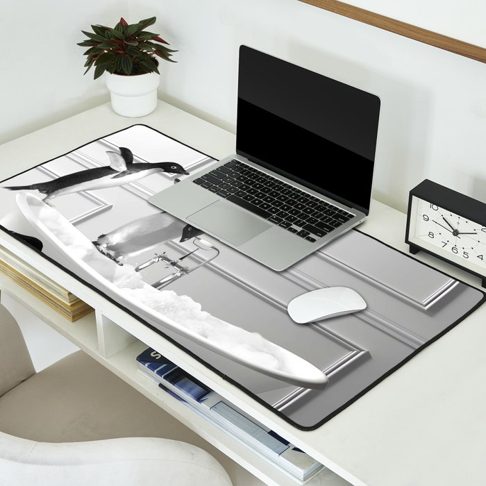 Penguin in Bathtub Desk Mat Gallery Image 2