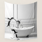 Penguin in Bathtub Wall Tapestry Gallery Image 4