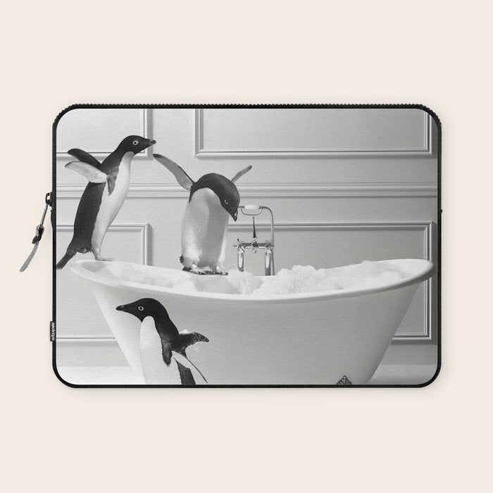 Penguin in Bathtub Laptop Sleeve